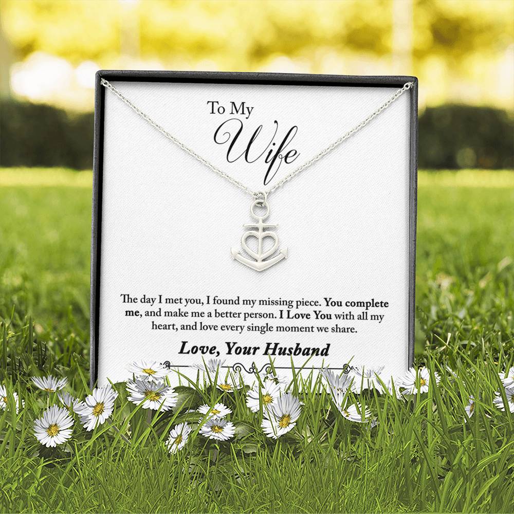 To My Wife - Anchor Heart Pendant Necklace Gift Set