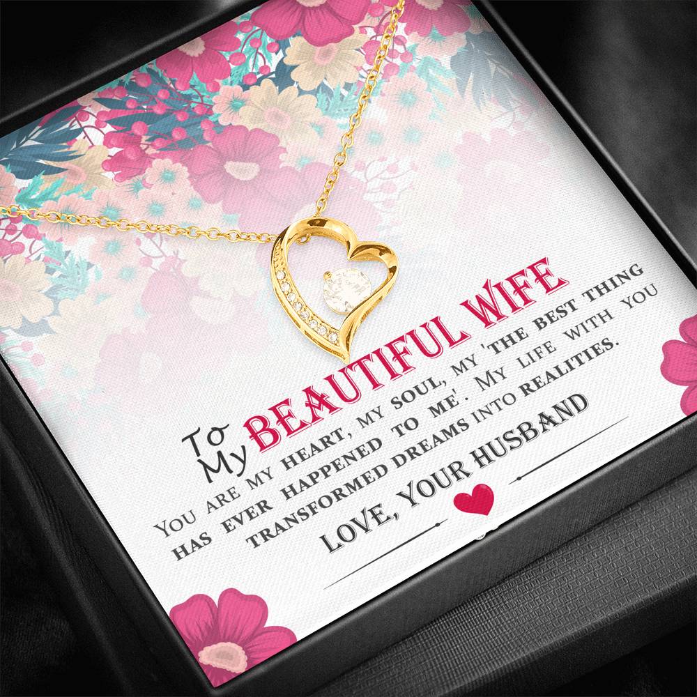 To My Wife Beautiful Love Heart Necklace