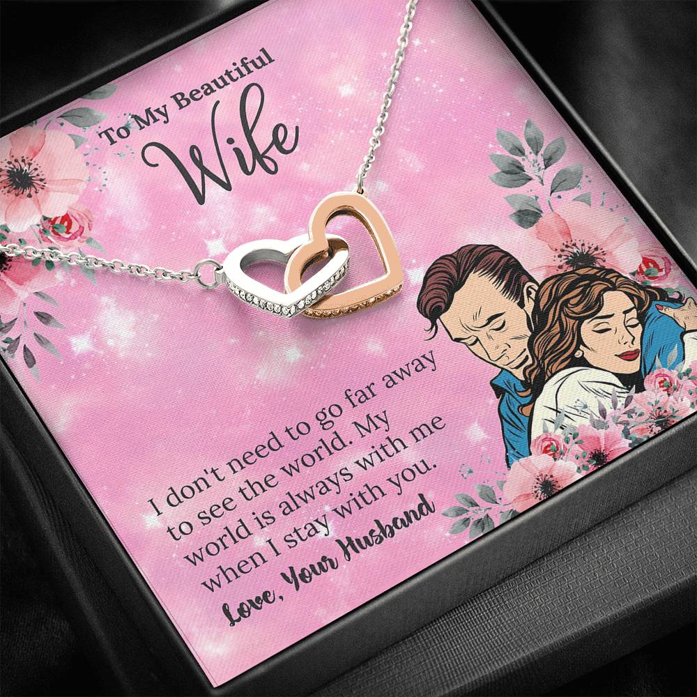 To My Wife Interlock Heart Necklace Gift Set