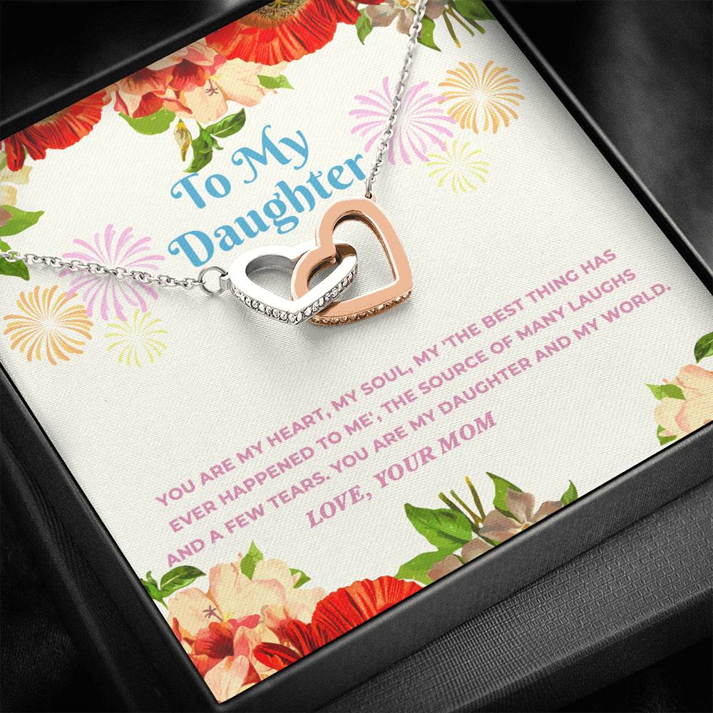 To My Daughter - Beautiful Interlocking Hearts Necklace