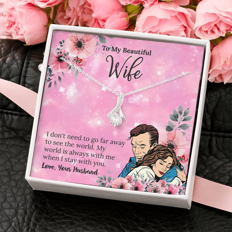 TO MY WIFE - "ALLURE" CUBIC ZIRCONIA PENDANT NECKLACE GIFT SET