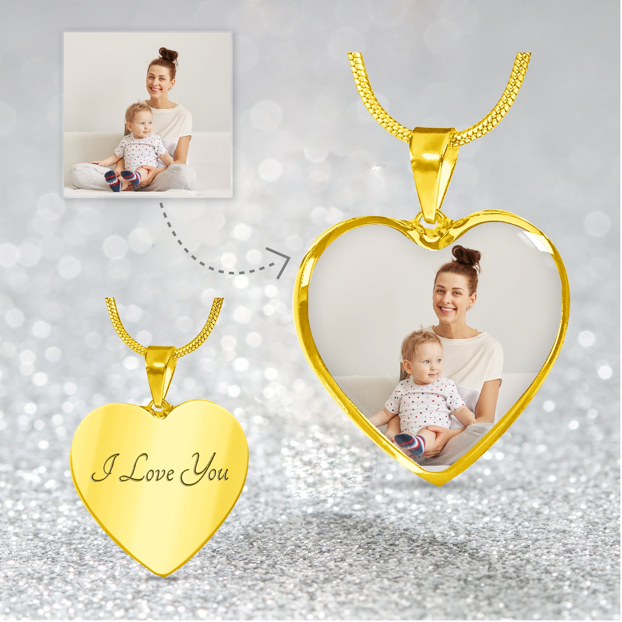 Personalized Photo Heart Necklace Gift